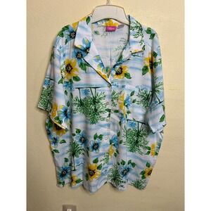 Cappagallo Woman Tropical Floral Print Button Up Shirt Top‎ 2X